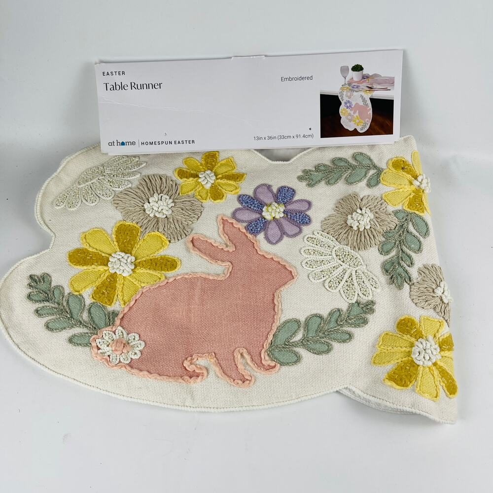 Embroidered Spring Easter Runner 13 x 36" At Home